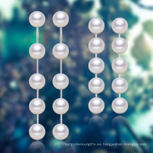 Pendientes de perlas de agua dulce de la línea larga de la manera venden al por mayor